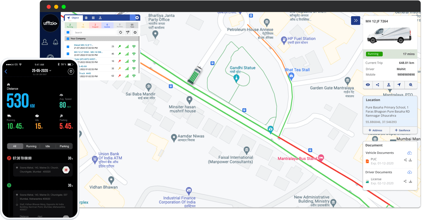 Personal Vehicle Tracking Software -Dashboard Screen