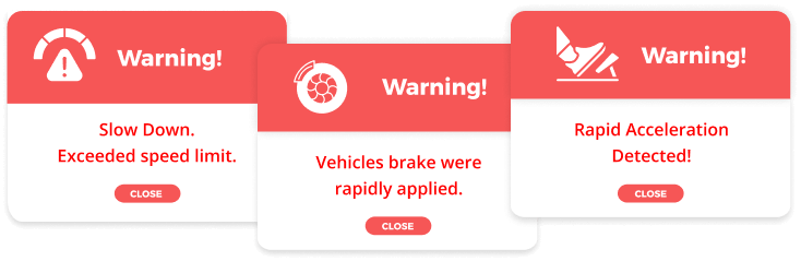 warning alerts of driver behavior