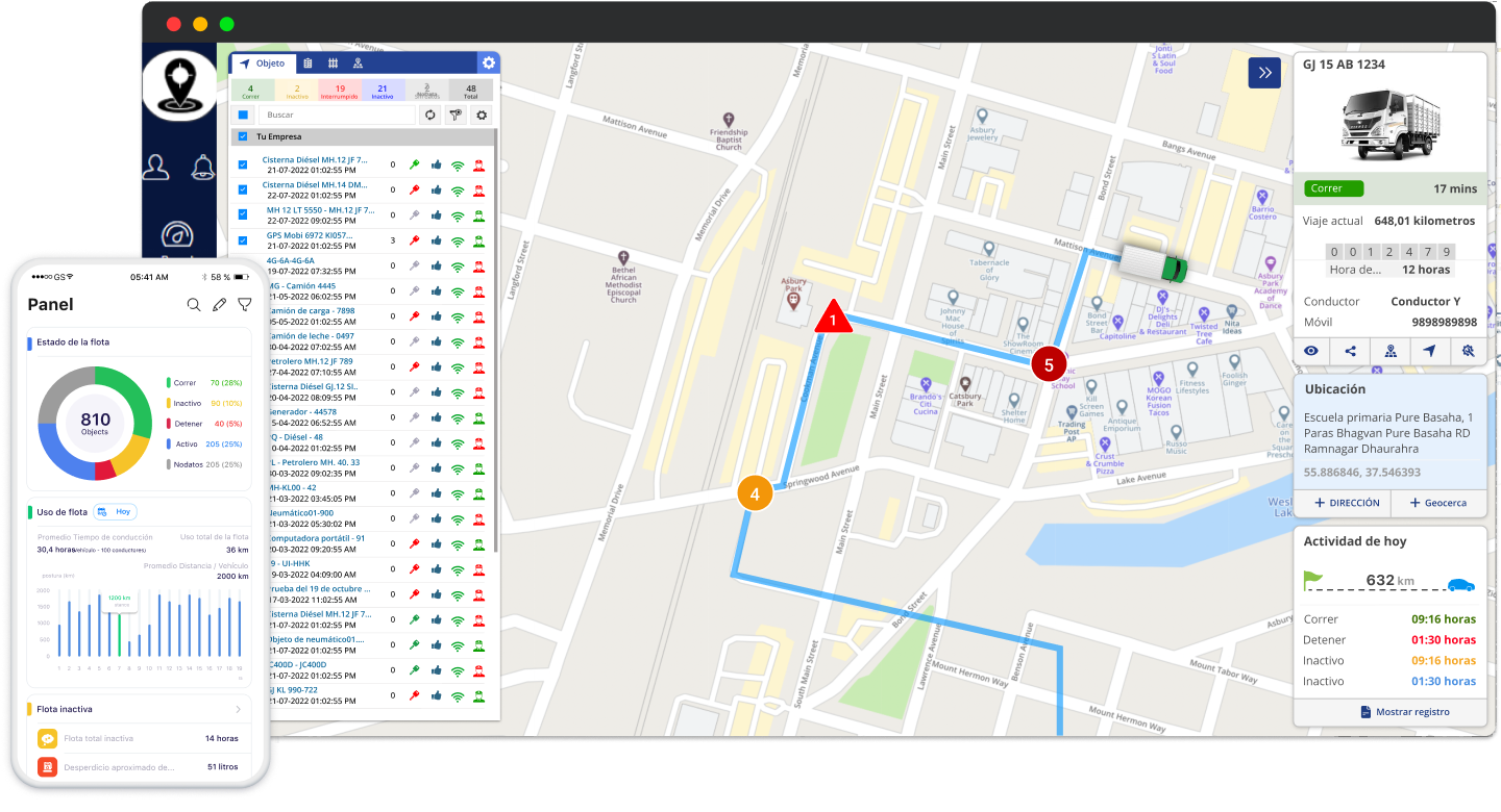 Software de Gestión de Flotas - Pantalla del Tablero