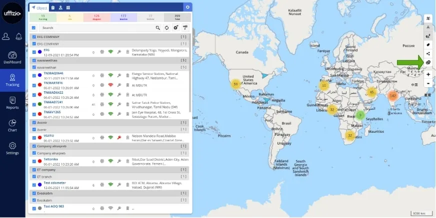 live tracking screen