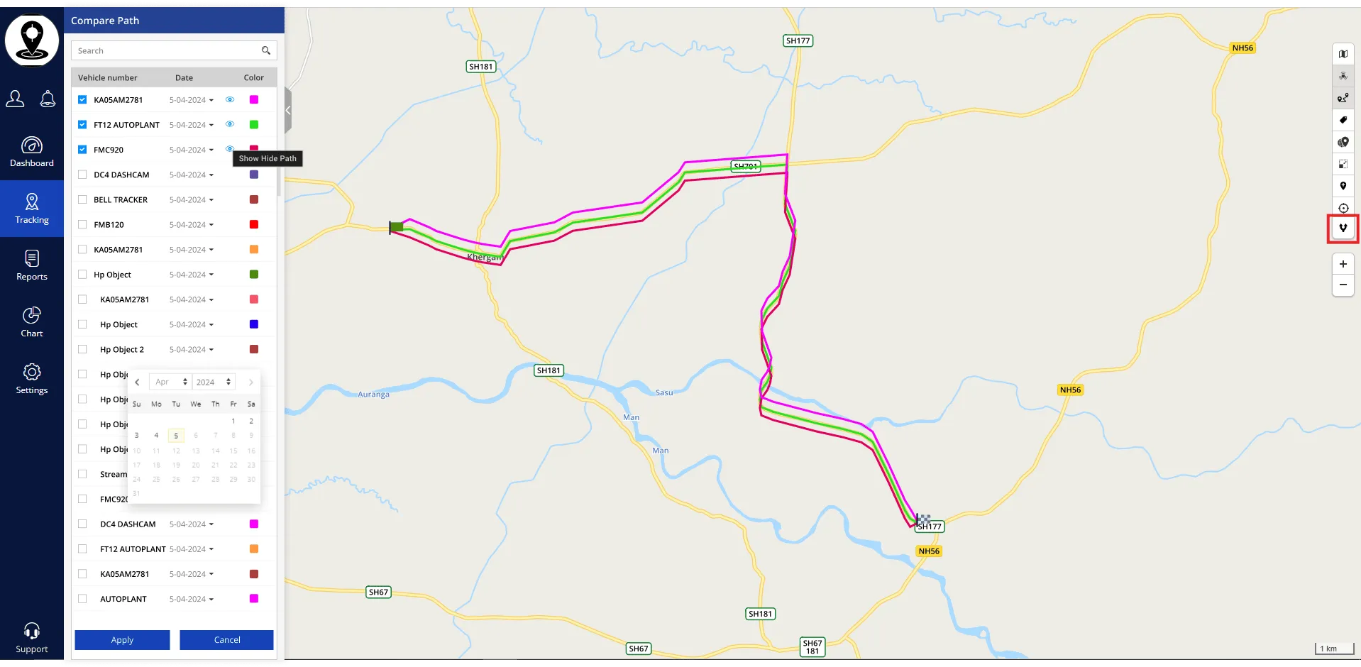 Multi-Object Path Comparison